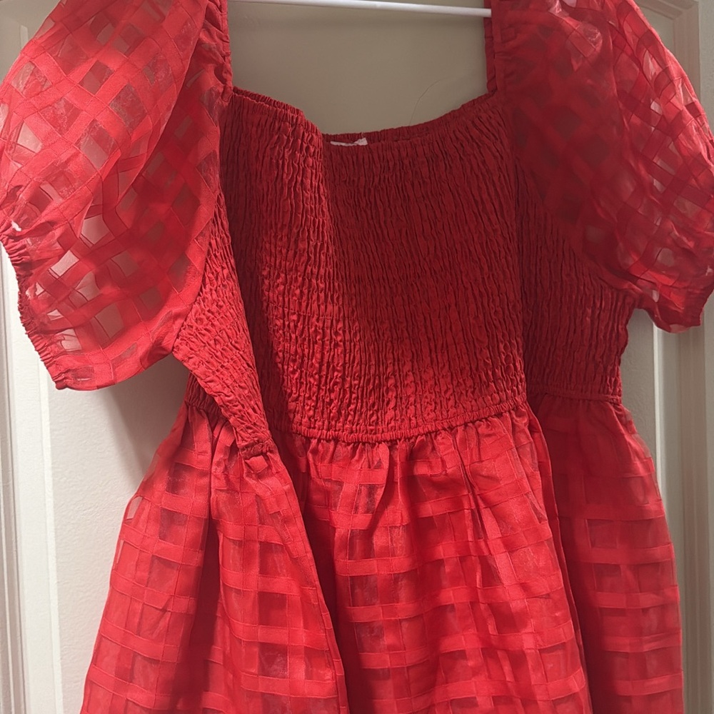 Red Puff Sleeve Dress